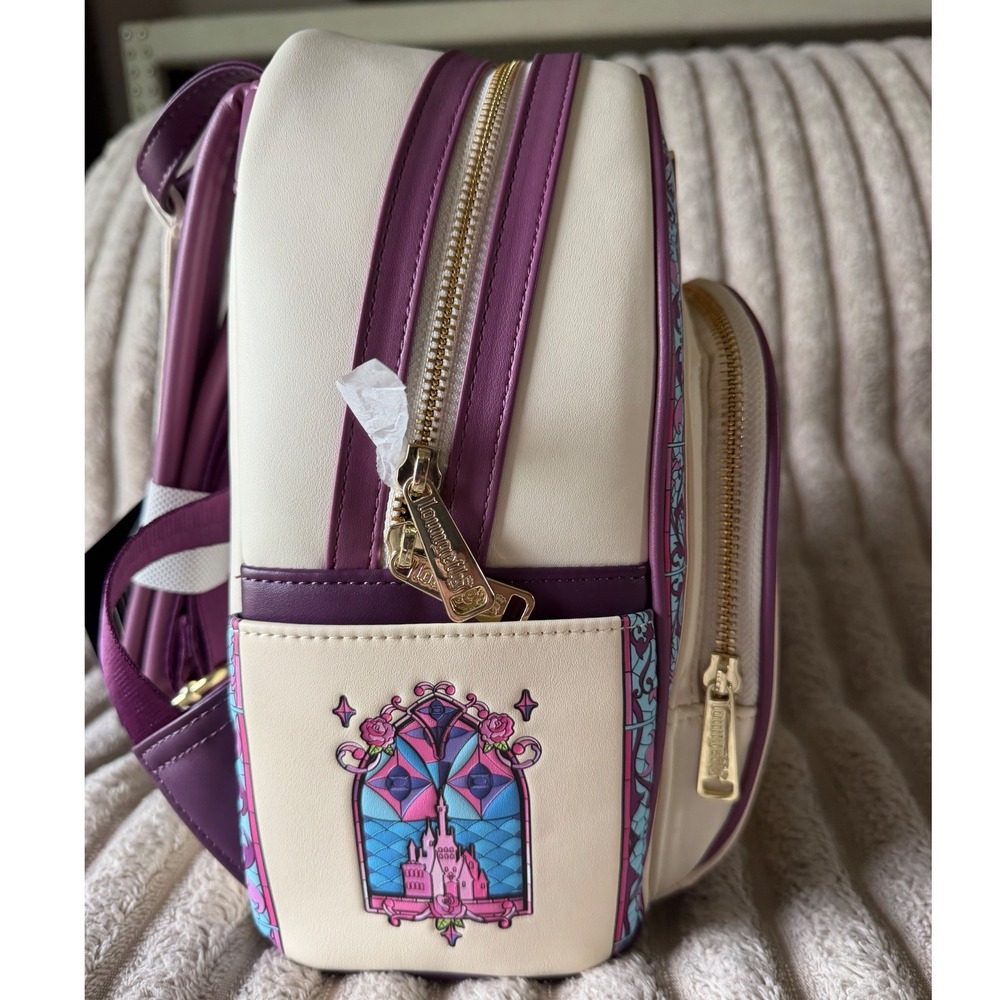Disney Loungefly Belle Stained Glass Mini Backpack Beauty and the Beast Cream - Picture 7 of 8